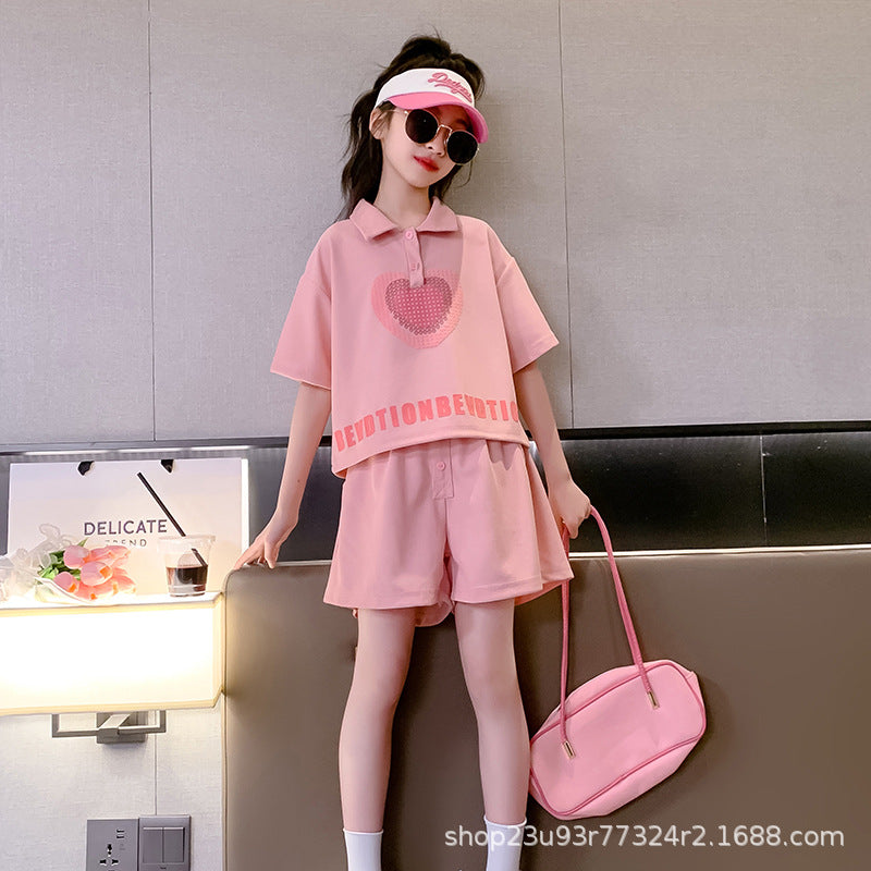 Girls' summer activewear set : trendy & stylish shorts & top set for kids & teens - perfect for summer casual wear