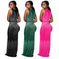 C7072 cross-border   independent station fashionable women's fashion women's hot diamond sleeveless long sleeve dress new