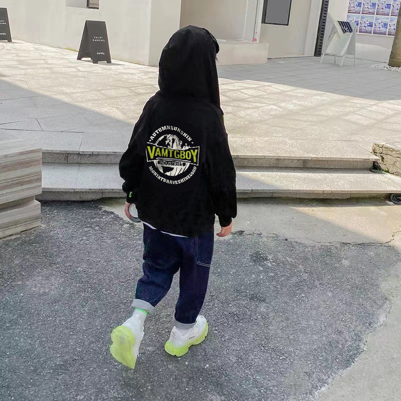 Boys' fleece-lined hoodie jacket - new autumn collection - outerwear for older boys and teens - winter apparel - student baseball jacket cardigan