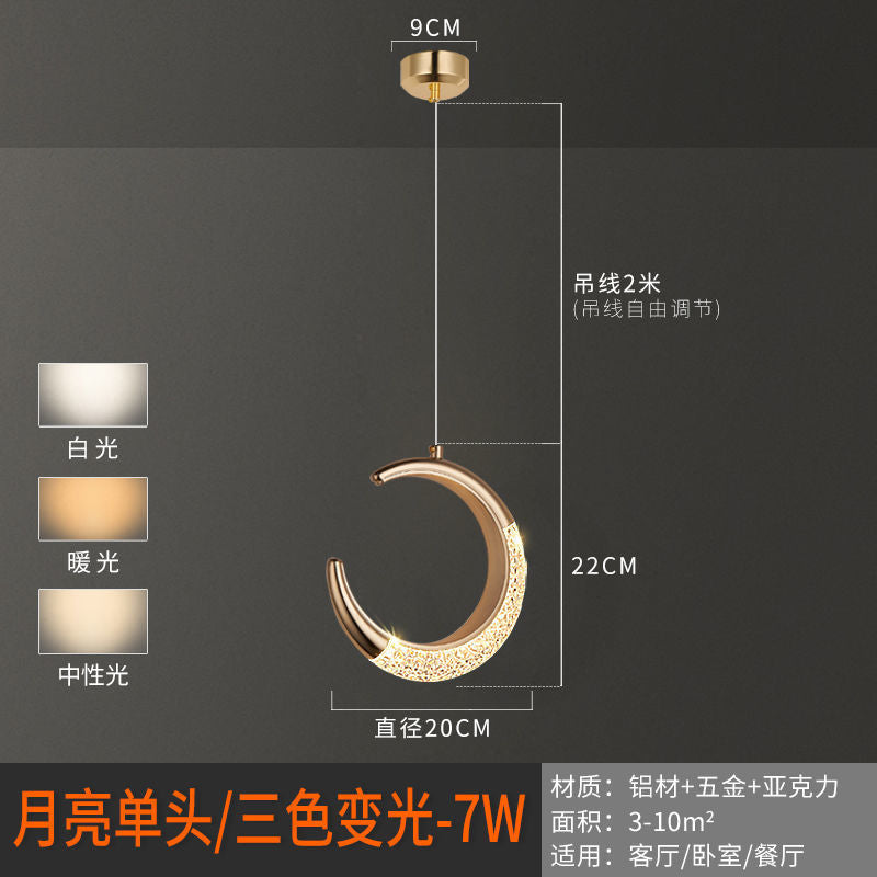 Warm and romantic bedroom new modern simple moon lamps astronaut creative children's room entrance bedside chandelier