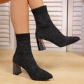 autumn new arrival: plus size chunky heel flyknit boots for women (sizes 36-43) - perfect for cross-border e-commerce, , and  dropshipping