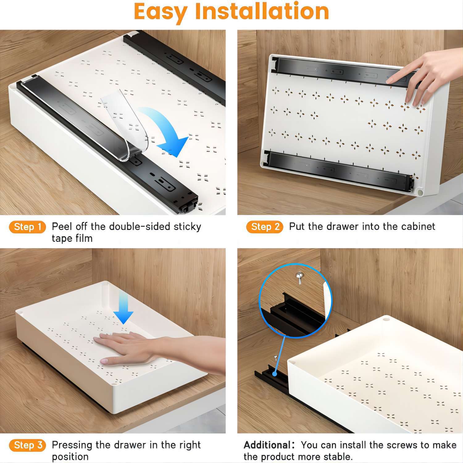 No punching kitchen pull-out rack under sink pull basket cabinet slide rail drawer storage box seasoning rack