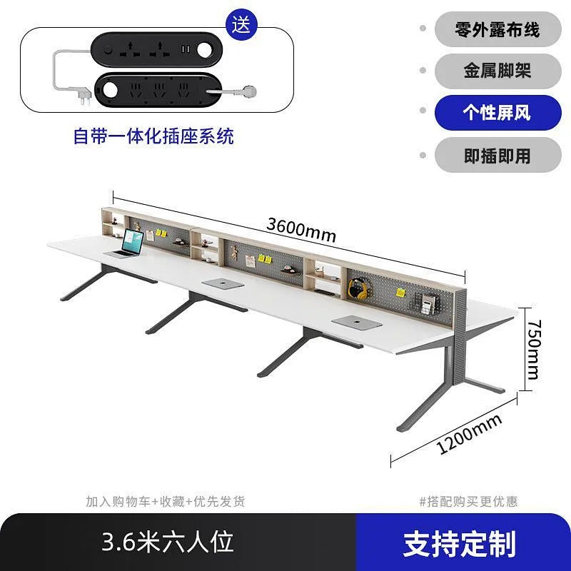 Office desk staff slot casual double four-person slot hole board hanging board storage screen table and chair combination