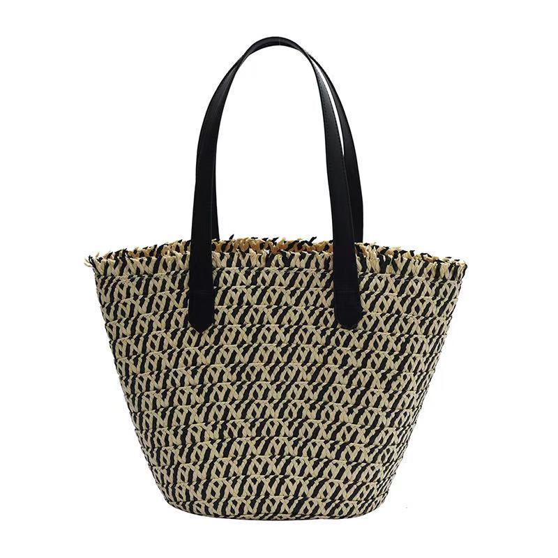 Single shoulder large capacity straw bag woven bag casual beach bag vacation ins straw bag single shoulder portable commuter women's bag