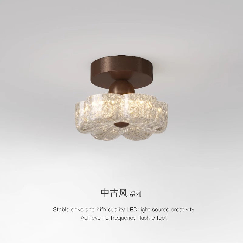 Medieval style resin flower ceiling light corridor aisle light French retro balcony entrance entrance lighting high sense