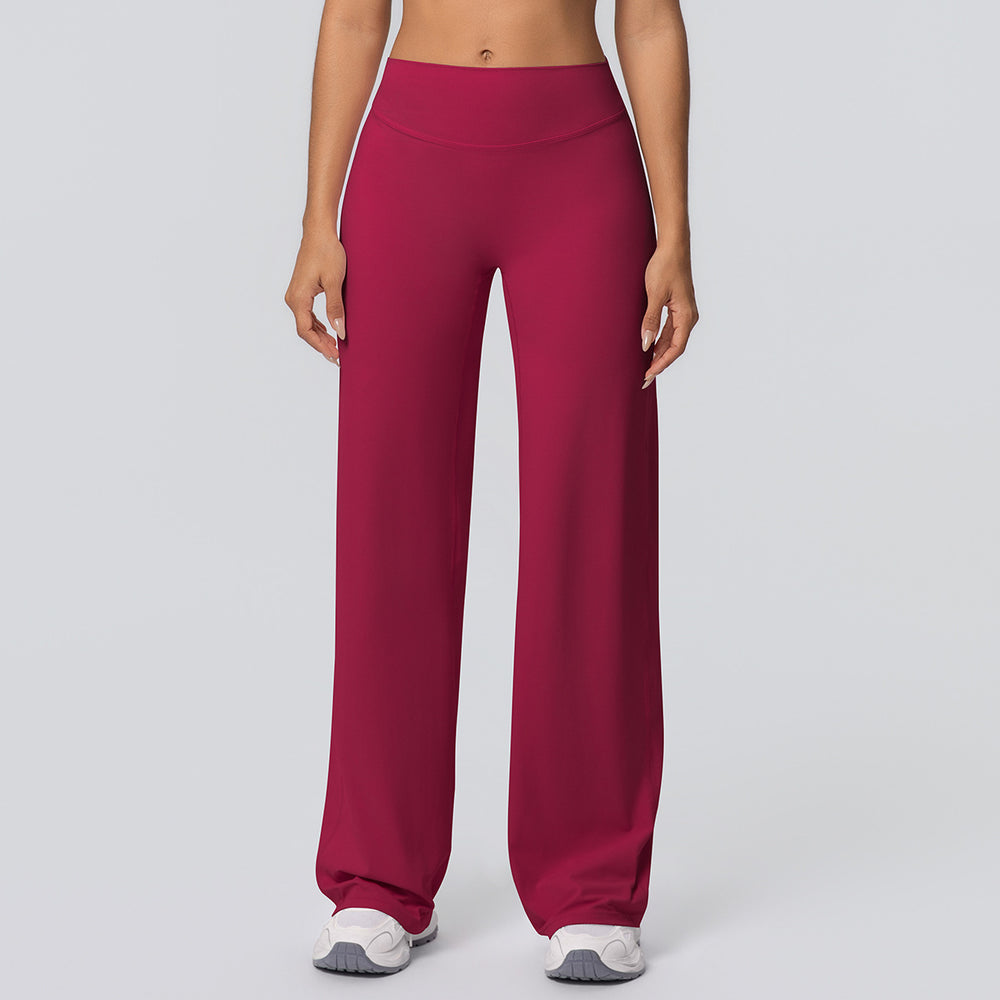 New arrival cross-border double-sided brushed pure colorhigh waistloose breathable yoga wide-leg pants running fitness yoga bell bottoms