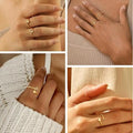 Gold initial ring for women, gold-plated heart-shaped initial stackable ring, adjustable pinky ring