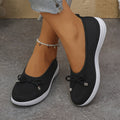 Plus size women's round toe slip-on shoes - soft sole, bow accent, versatile casual, anti-slip, wear-resistant, perfect for moms