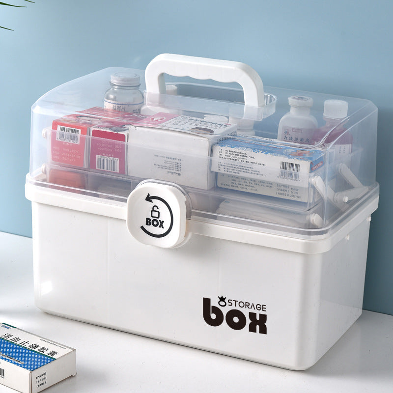 Household large-capacity portable household medicine box medicine large storage box folding plastic transparent portable medicine box