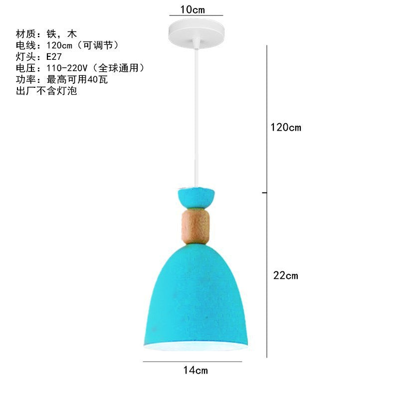 Creative pastoral and rural style LED color Nordic wrought iron wood chandelier, personalized modern simple lighting fixtures, post-modern