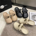 Bow-tie heeled slippers for women, perfect for summer wear. new 2024 style, these slip-on slippers are soft-soled, ideal for lounging at home or as stylish outdoor footwear