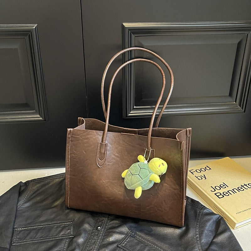 Cross-border high-end fashion versatile tote bag women's 2025 new large-capacity casual retro commuter shoulder bag