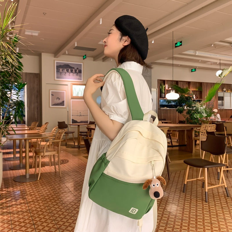 Simple Korean version schoolbag for women 2024 spring and summer new large-capacity junior high school students backpack fashionable contrasting color backpack for women