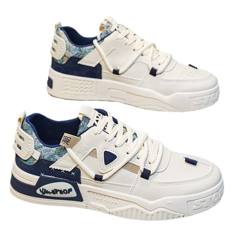 Men's 2025 new winter breathable mesh casual white sneakers - student, niche, original design, versatile, trendy athletic shoes