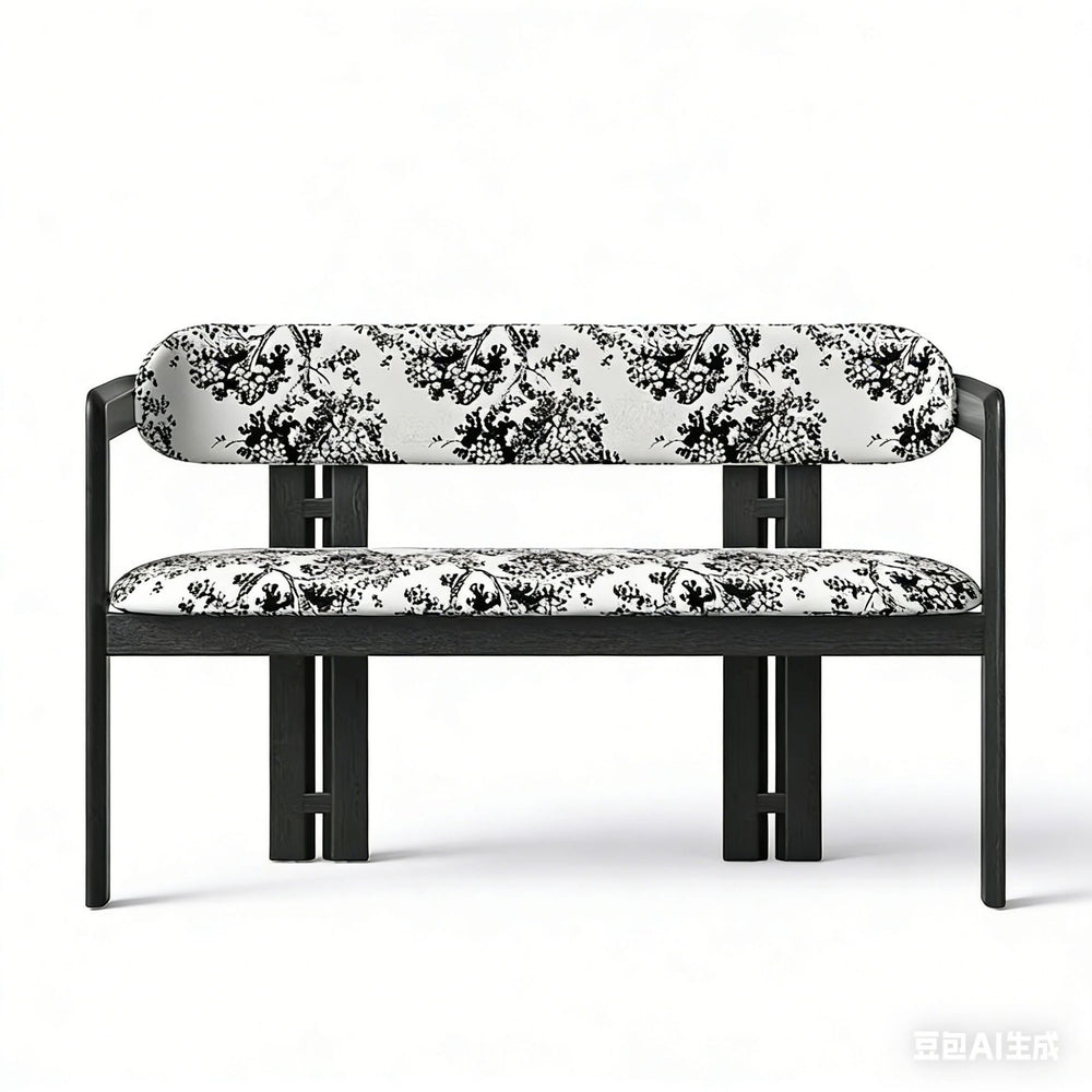 Medieval style solid wood bench for home stool bed end stool backrest bench soft bench black shoe changing stool