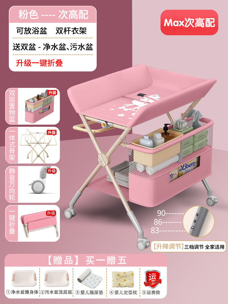 Changing table - multifunctional foldable baby care station for diaper changing, massage, bathing, and newborn care