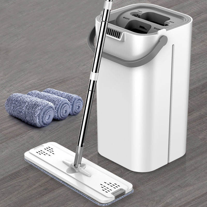 Popular lazy mop mopping handy gadgetfor homerotate dry and wet separation hands-free flat mop bucket one mop net set
