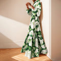 summer new women's clothing: cross-border  fashion - european & american style, trendy & unique printed dress, v-neck maxi dress