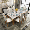Luxury marble dining table - rectangular, postmodern design, space-saving, stainless steel titanium gold finish, perfect for small apartments
