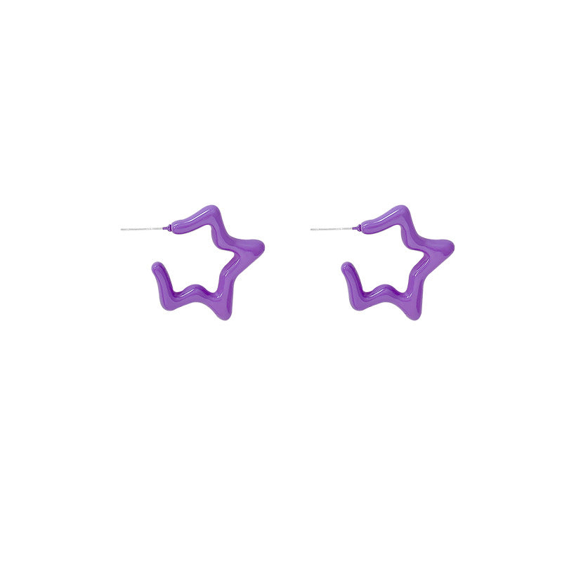 Dopamine colorful star earrings - women's high-end, unique design, statement studs, student jewelry