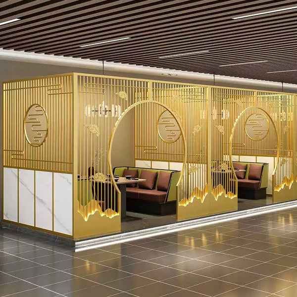 New Chinese restaurant wrought iron booth partition fence teahouse hotel private room arch hot pot barbecue shop private partition