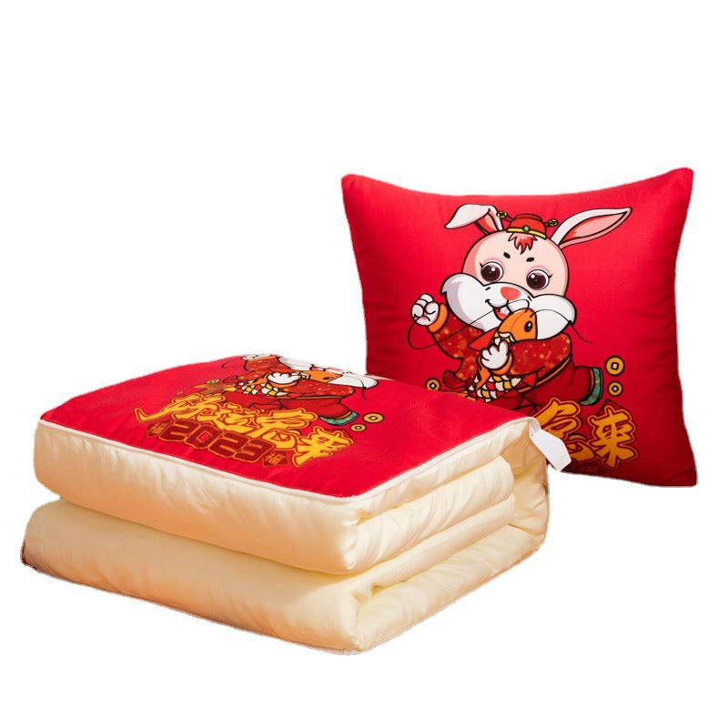 Custom logo throw pillow blanket - multifunctional sofa pillow blanket, dual-use office gift, home & car air conditioning blanket