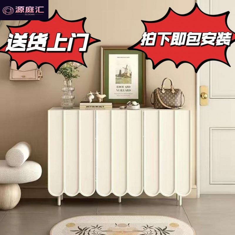 Cream style shoe cabinet for home living room door against the wall popular entrance entrance cabinet narrow side large capacity balcony storage cabinet