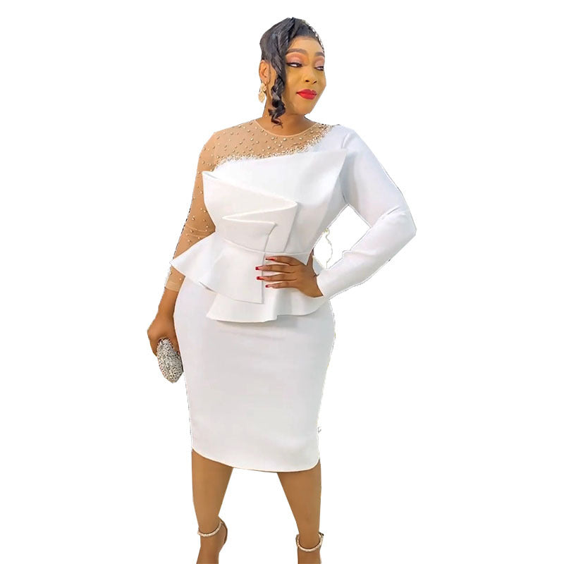 new arrivals: african cross-border fashion - figure-hugging midi dress with long sleeves - hot seller!