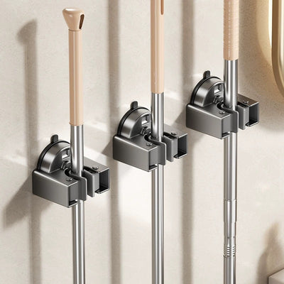 Suction cup mop clip hook wall-mounted punch-free for home storage rack bathroom bathroom storage wall-mounted broom rack