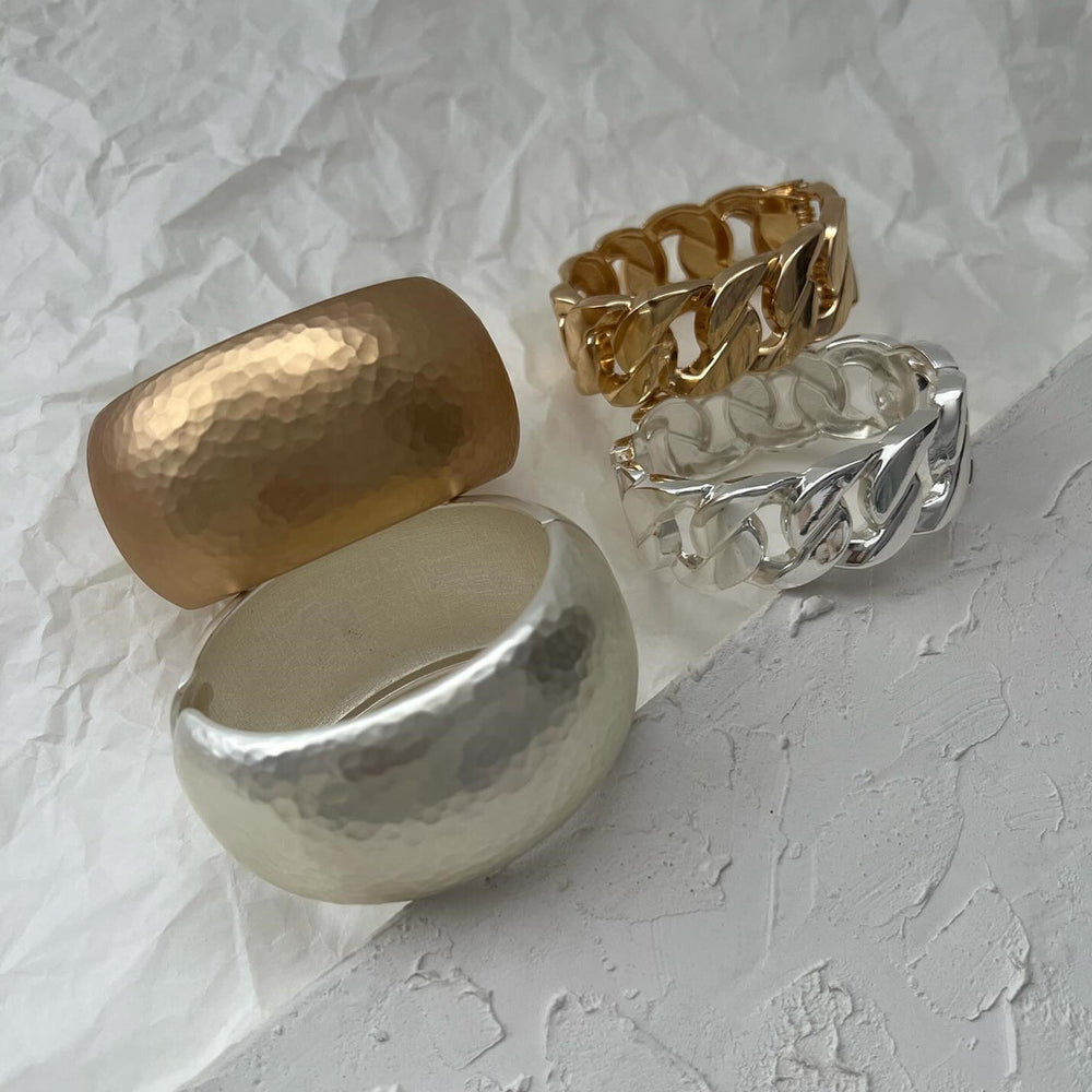 European and american cross-border e-commerce jewelry metal style twist bracelet round irregular electroplated bracelet exaggerated wide version