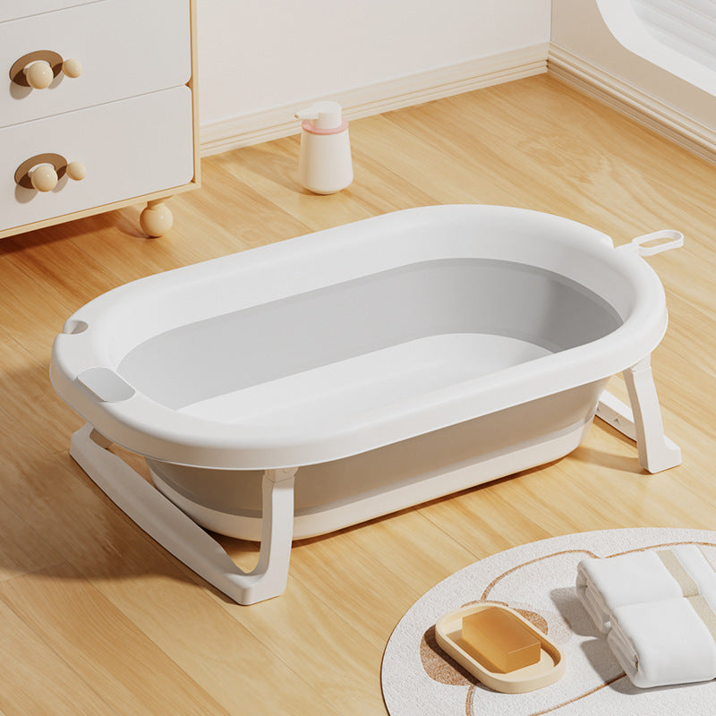 Newborn baby foldable bathtub with temperature-sensitive silicone plug, easy grip handles, and large capacity for baby bathing