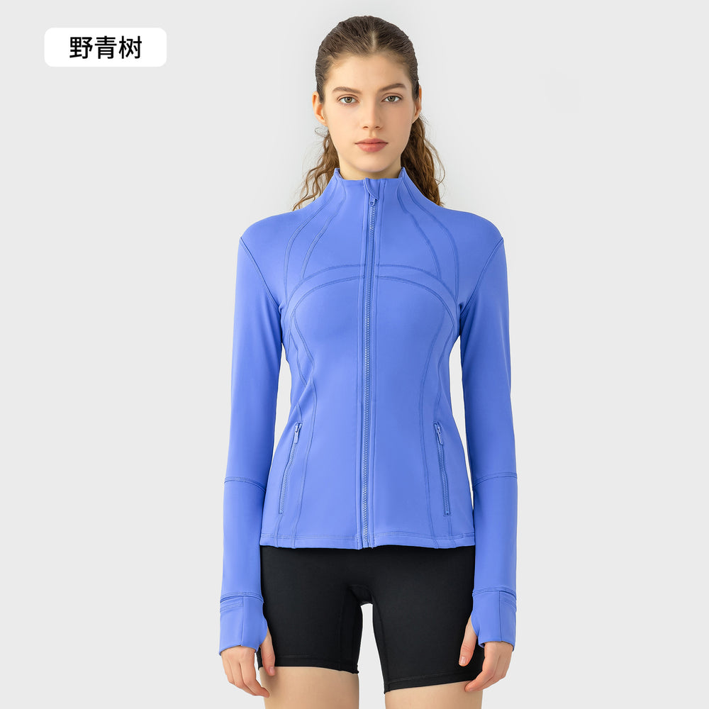 Fall and winternew arrival yoga sports outwear women's elastic zipper running fitness yoga long sleevestopsjacketz18031