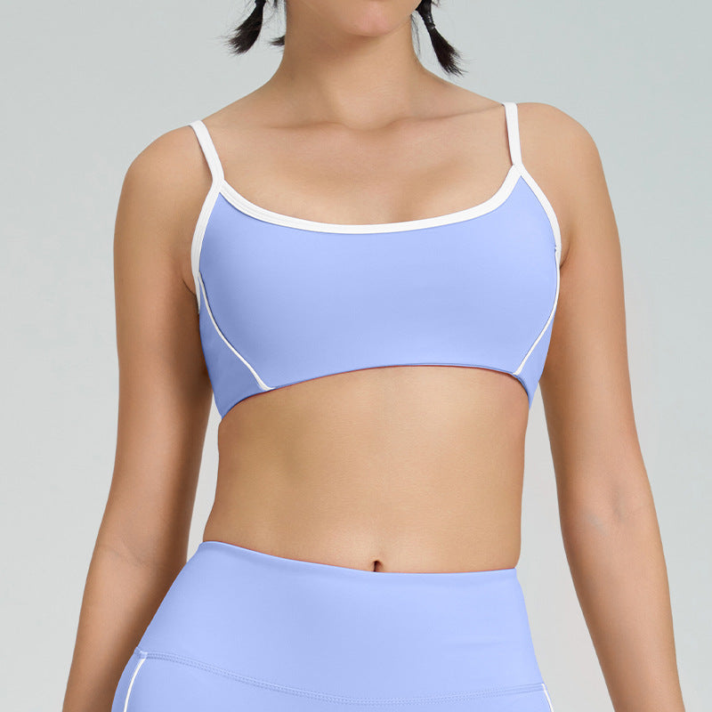 thin shoulder strap detachable chest pad fitness sling nude flared pants sports intimates yoga suit for women