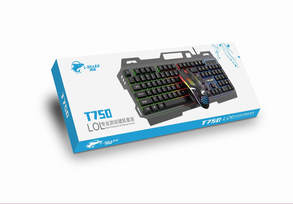 Lingsha t750 mechanical feel keyboard & mouse combo - wired metal keycap set for gaming, office, and desktop use