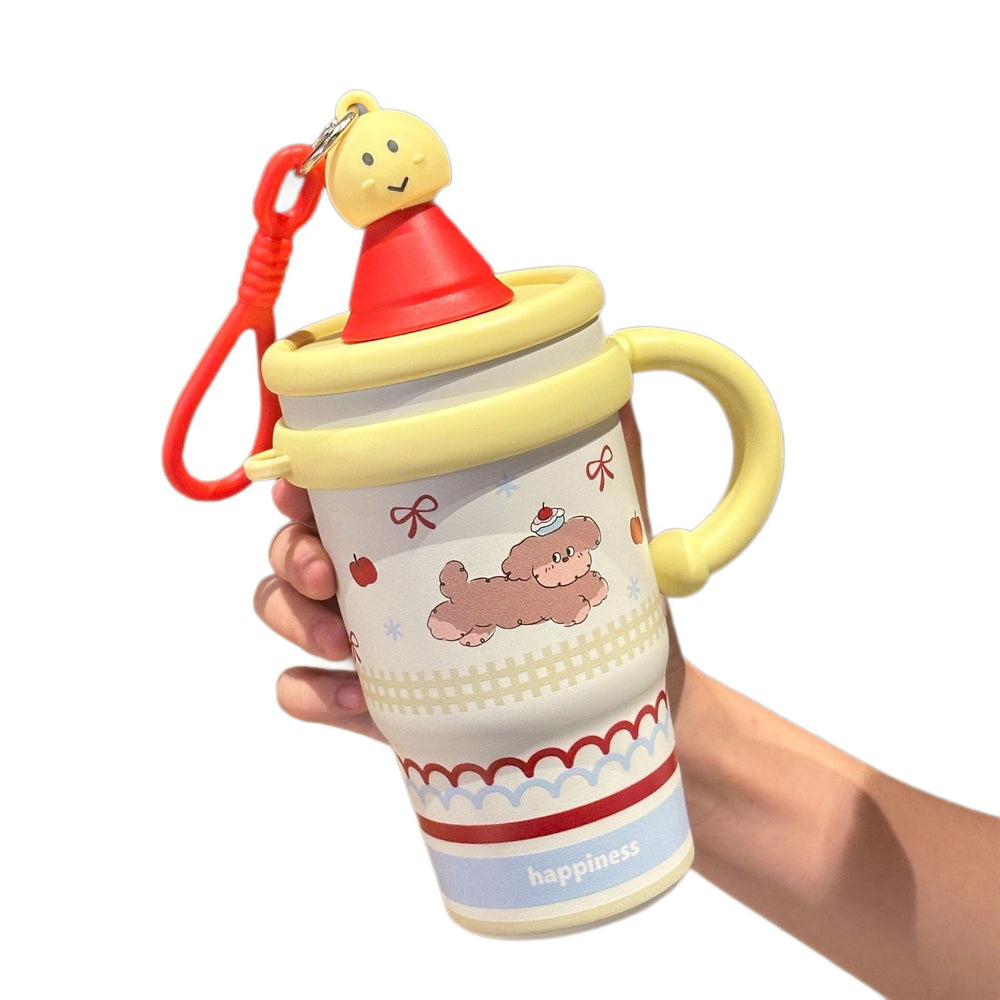 Popular cartoon cute pet with handle cute pendant girly heart student ins style large capacity 316 handle thermal insulation