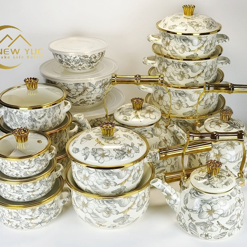 hot-selling thousands of beauties, flowers, birds and fragrant roses 20/24/30cm enamel soup pot