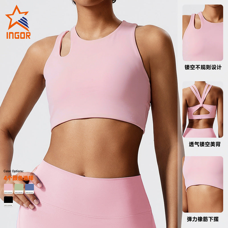 new arrivalcut out yoga clothes suit running outdoor sportswear tight back high waist peach hip fitness clothes