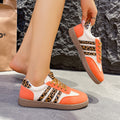 Exportplus sizespring & fallnew arrivalretro leopard print white shoes women's cross-border round toe tie backplus sizecasualeasiest for match women's shoes
