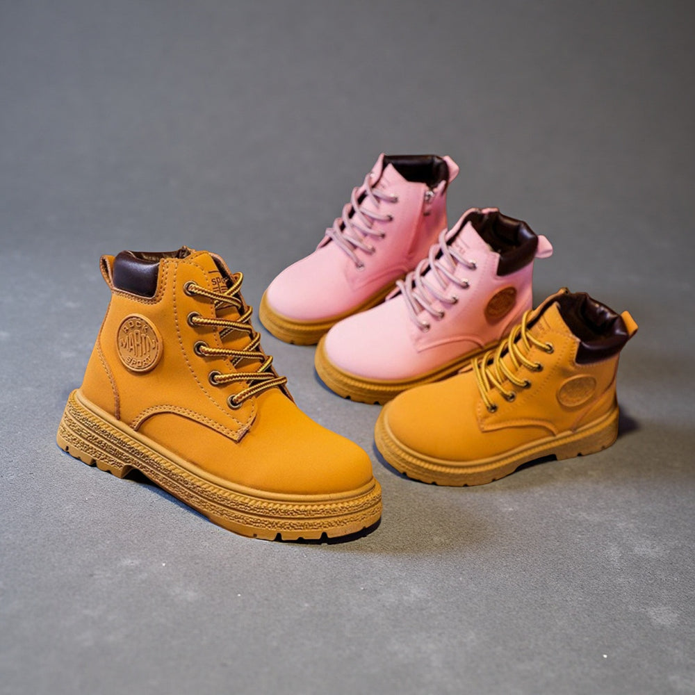 Girls' martin boots & boys' ankle boots -  autumn collection - british style kids' shoes - leather mid-calf boots for toddlers, big kids & teens