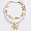 Gold necklace wholesale european and american exaggerated beach style alloy accessories handmade shell starfish necklace jewelry women's clavicle chain