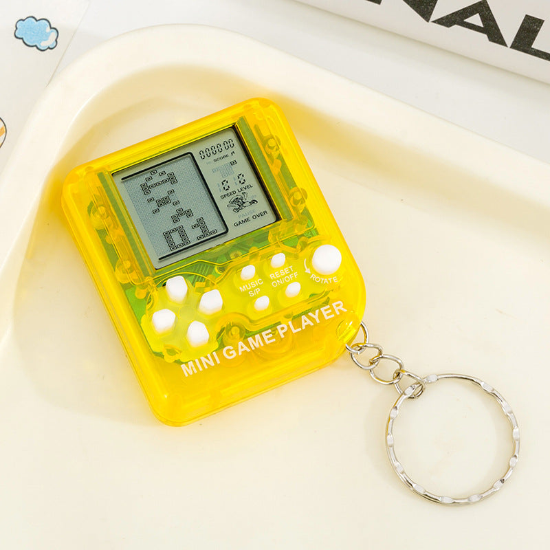 Pocket tetris game console - creative mini electronic game console keychain - nostalgic stress relief toy