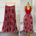 Exportsweeteasiest for matchpleated skirt large swing printing skirt women's frenchhigh waista-line medium long pleated skirt