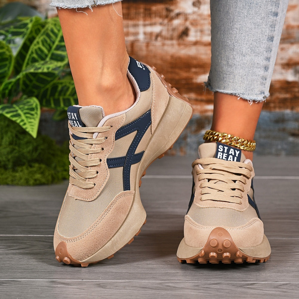 Wholesale women's plus size athletic shoes: new spring korean style, versatile lightweight running shoes, leather casual chunky sneakers