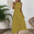 Xibo women's clothing  spring/summer fashion cross-border printed polka dot round neck maxi dress