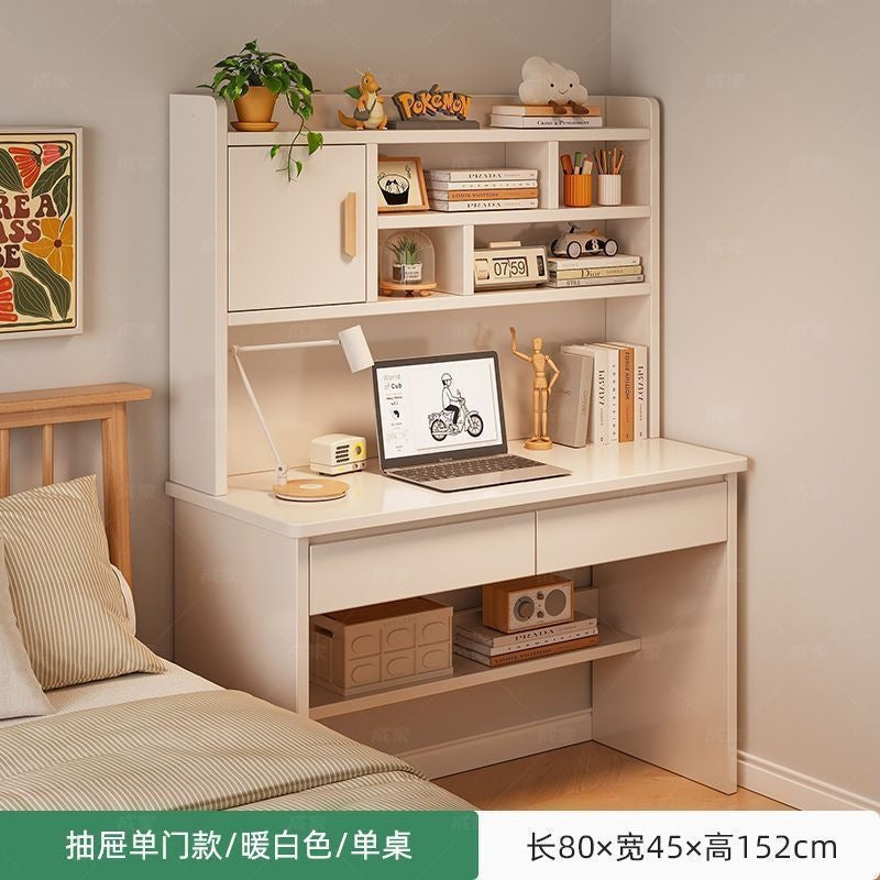 Nordic student desk with bookshelf - all-in-one home bedroom desktop computer desk - assembled study table for elementary school students - writing desk
