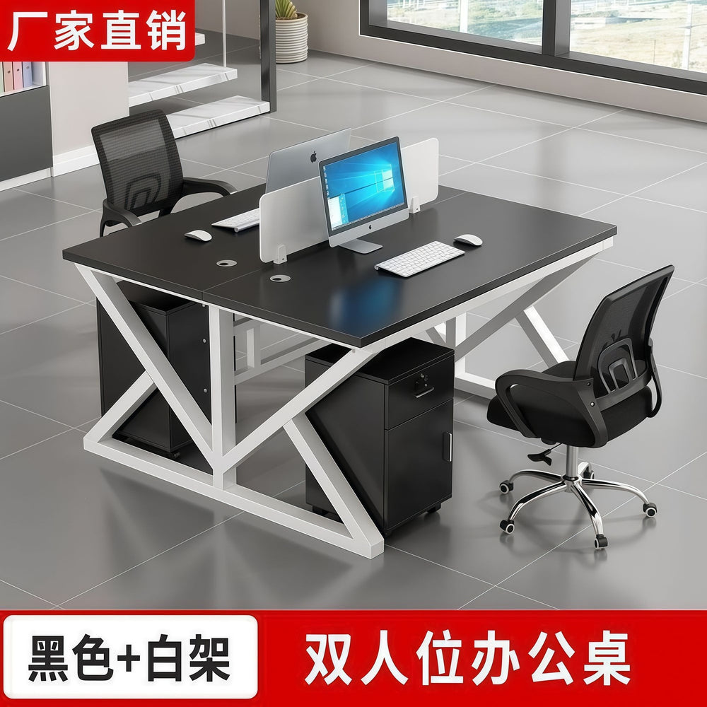 Modern and simple office desk and chair set, complete computer desk for training, minimalist workstation for 2/4/6 people, executive desk