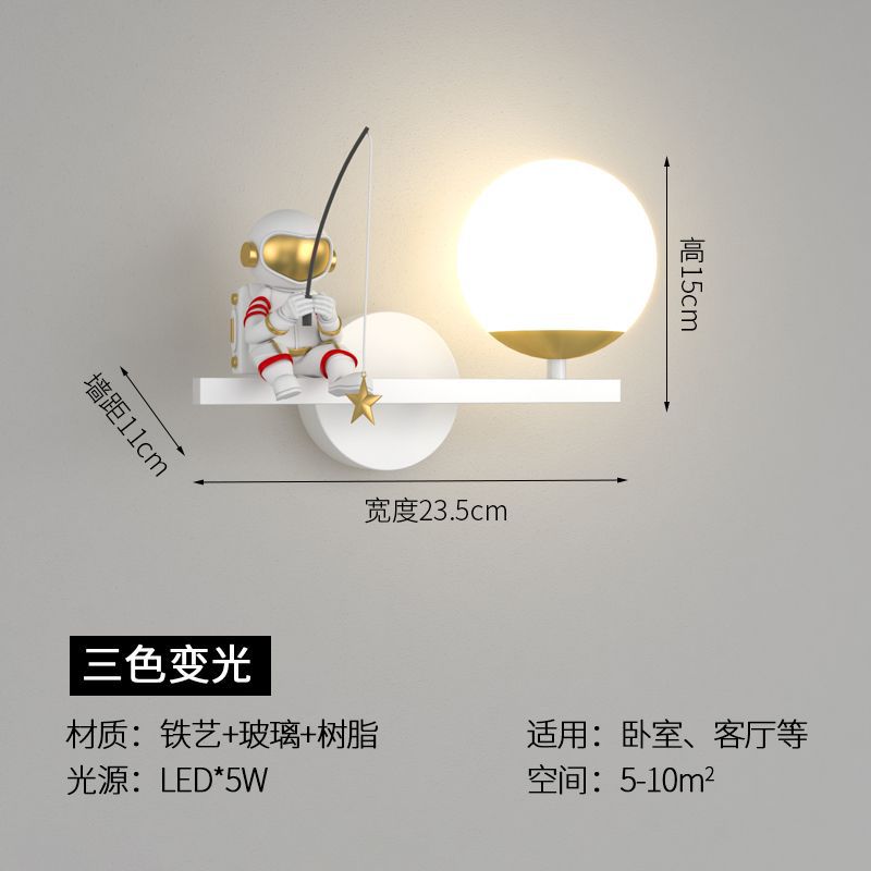 Wall lamp bedroom bedside wall lamp creative casual modern kids room moon astronaut living room popular wall lamp