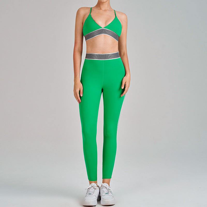 high waist hip lift and tummy control sling beautiful back running fitness sports intimates bra pants yoga suit for women