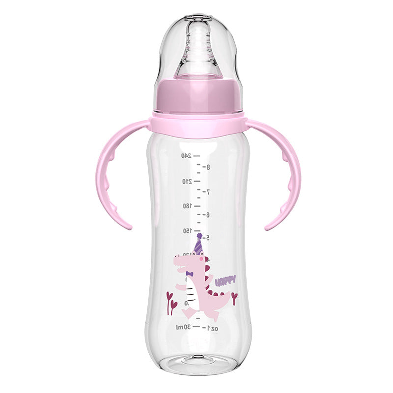 English boxed baby bottle, newborn anti-drop pp bottle, baby anti-choking and anti-flatulence with handle mark mouth bottle
