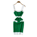 Xiaoxiangfengcontrast color suspender casual sleeveless dress women's summer waist slimming knitting skirt work clothingclassy